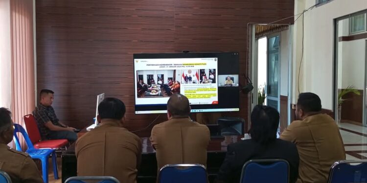 Pj. Sekda Bersama Ketua DPRK Bener Meriah Ikuti Zoom Rakor Persiapan Pelantikan Bupati Dan Wakil Bupati 