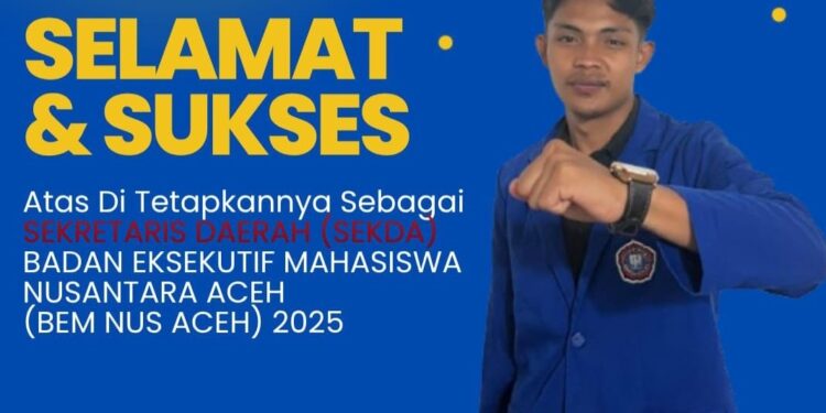 Asraf Resmi Ditetapkan Sebagai Sekretaris Daerah BEM Nusantara Aceh