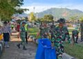 Sinergitas TNI–Polri Gotong Royong Bersama Bersihkan Fasilitas Umum Dan Tempat Ibadah