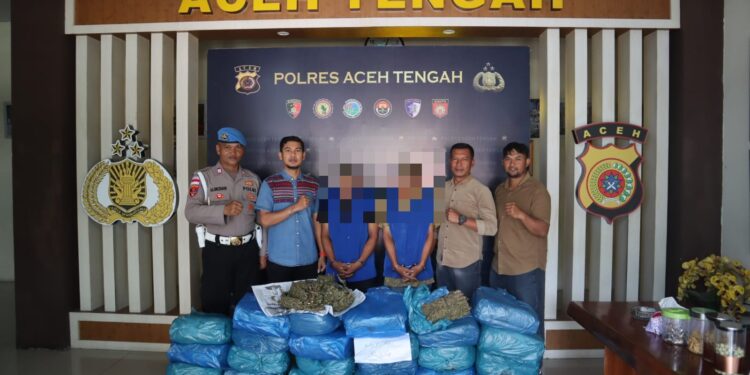 Gagalkan Peredaran 62 Kilogram Ganja, Satresnarkoba Polres Aceh Tengah Ringkus Dua Pelaku